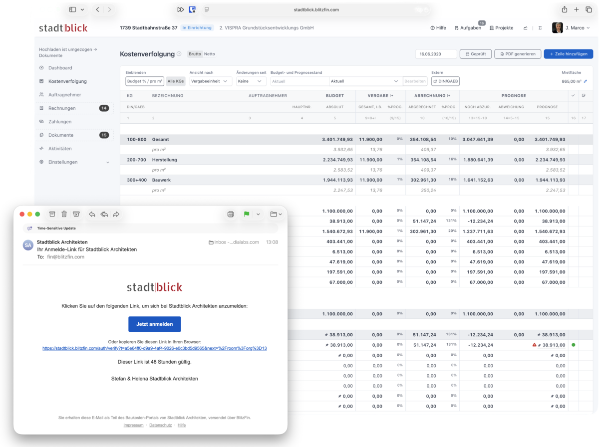 BlitzFin in custom branding — example cover sheet